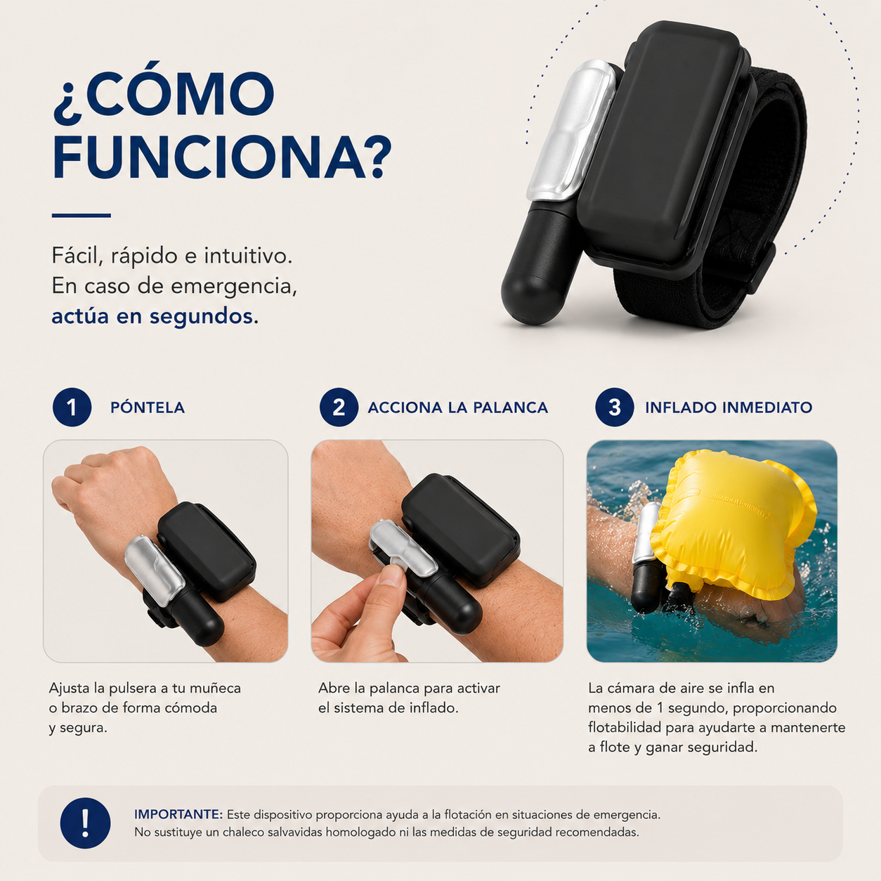 SafeWave™ - Pulsera de Flotación de Emergencia