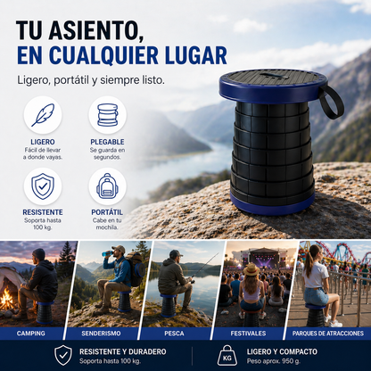 FlexiSeat™ — El Taburete Plegable Que Va Contigo a Todas Partes