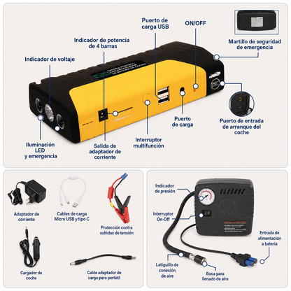 TurboStart™ - Kit de Emergencia 4 en 1 para Coche