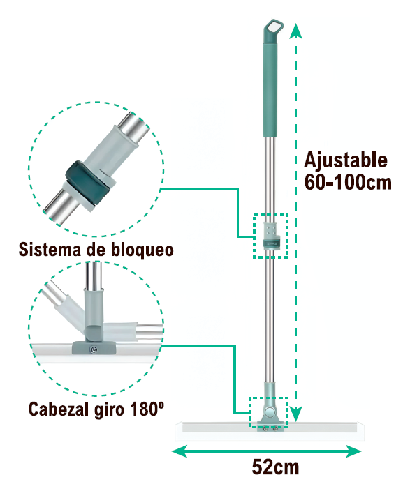 Escoba de Silicona Multifunción 180° - Limpia, Seca y Recoge en una Sola Pasada