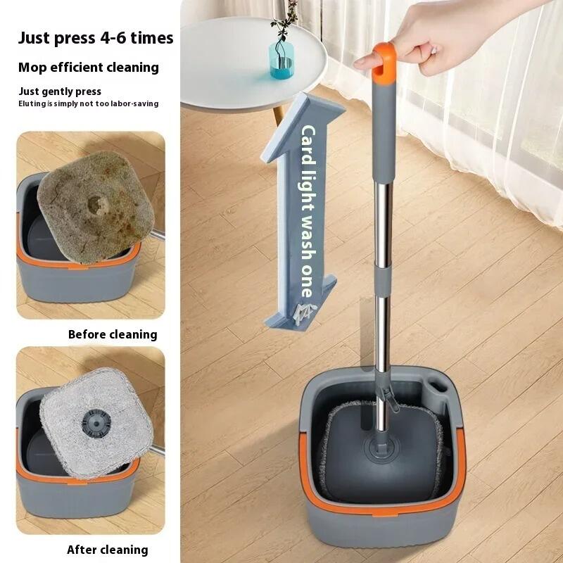 Mopa Cuadrada Giratoria 360° - Cubo con Separación de Agua Limpia y Sucia